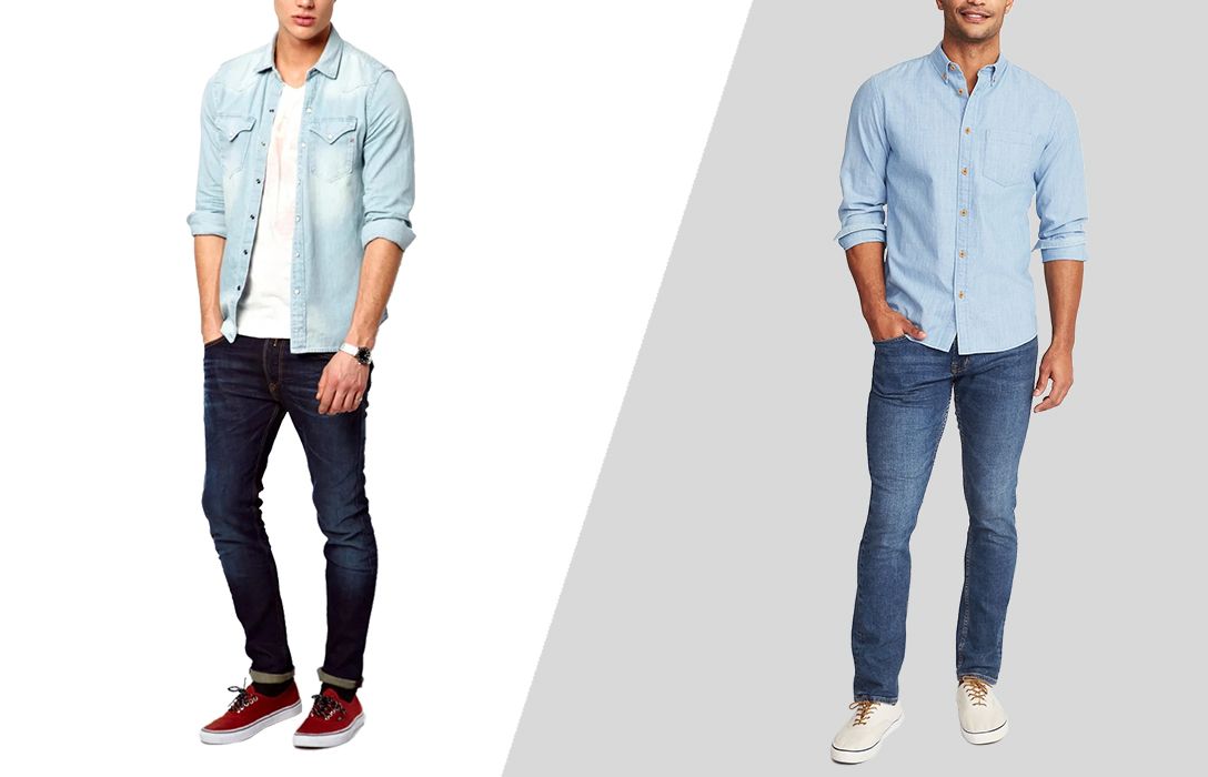 how to match blue shirt and dark blue jeans