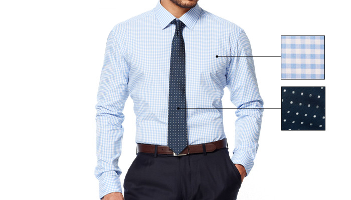 how to match checkered shirt and dotted tie