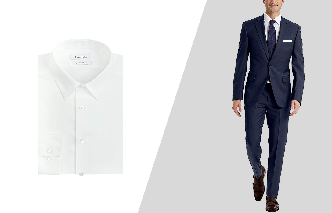 how to wear white dress shirt and navy suit