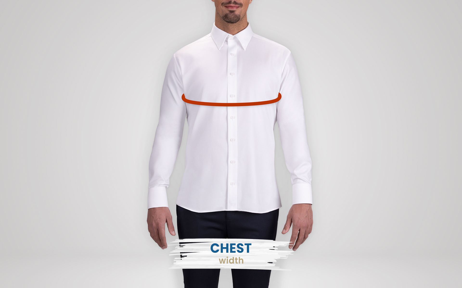 how to measure and fit the tuxedo shirt's chest width