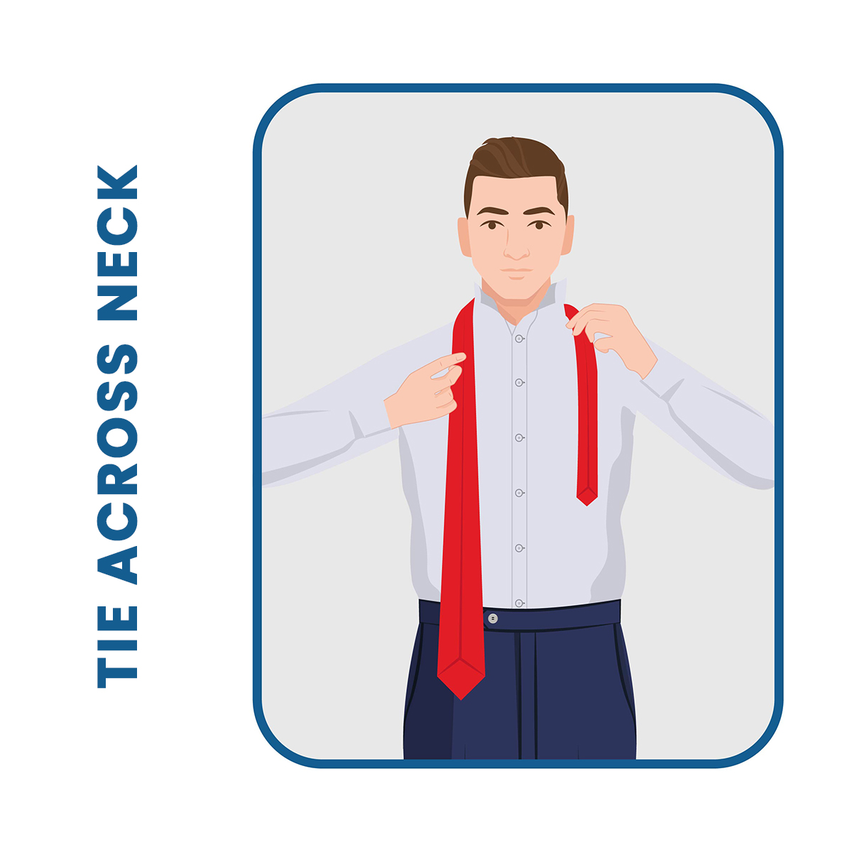 Balthus knot step 1: tie around neck