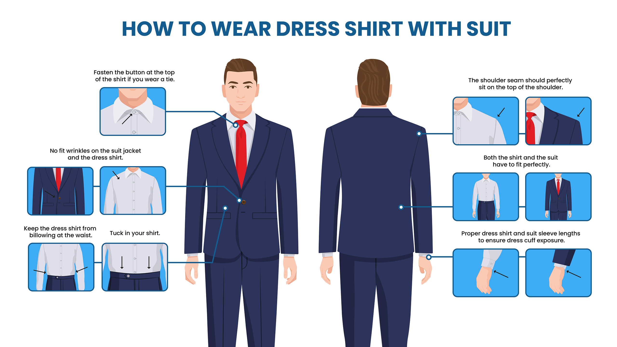 how to wear dress shirt with a suit