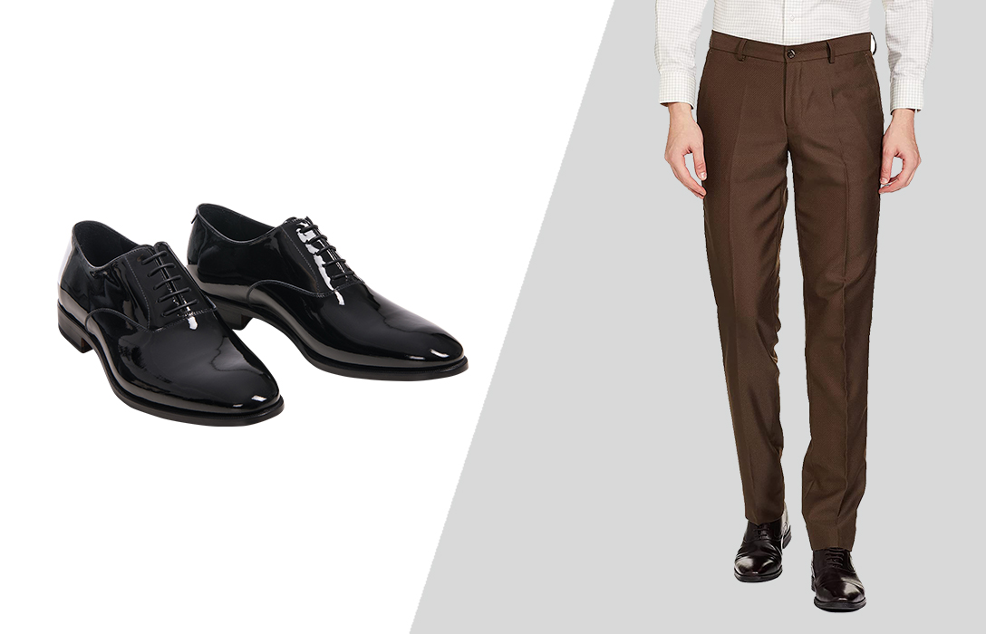 how to wear black Oxford dress shoes with brown suit pants