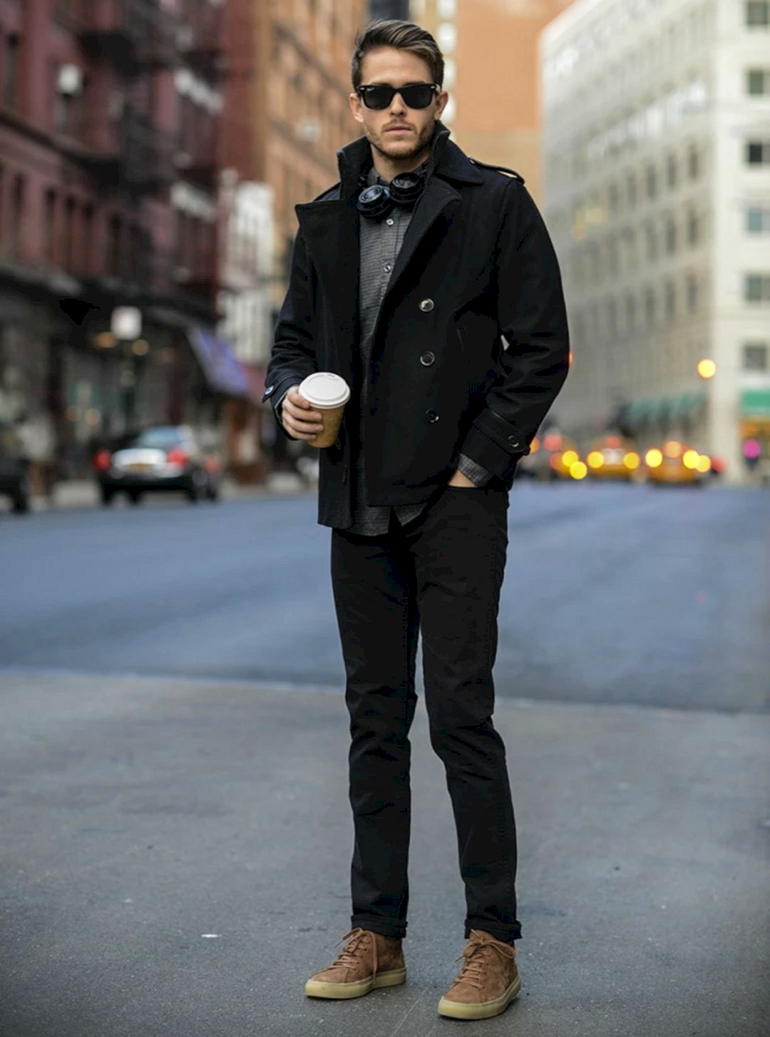 how to wear black pants and brown shoes casually