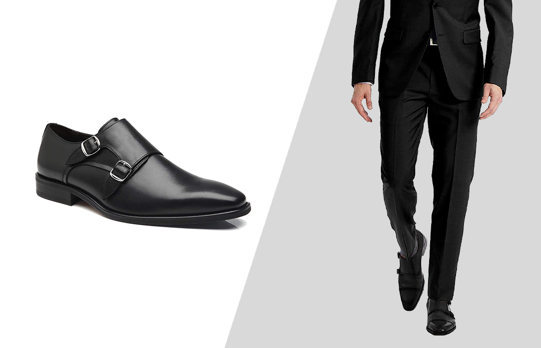 how to wear black monk strap dress shoes with black suit