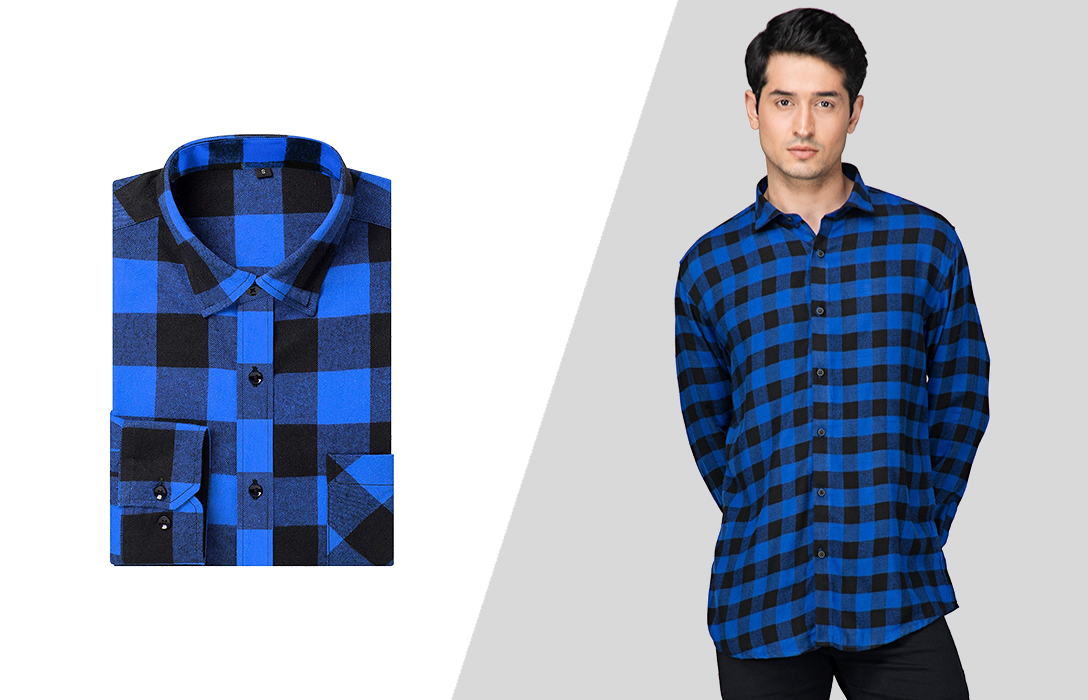 how to wear blue and black checkered shirt