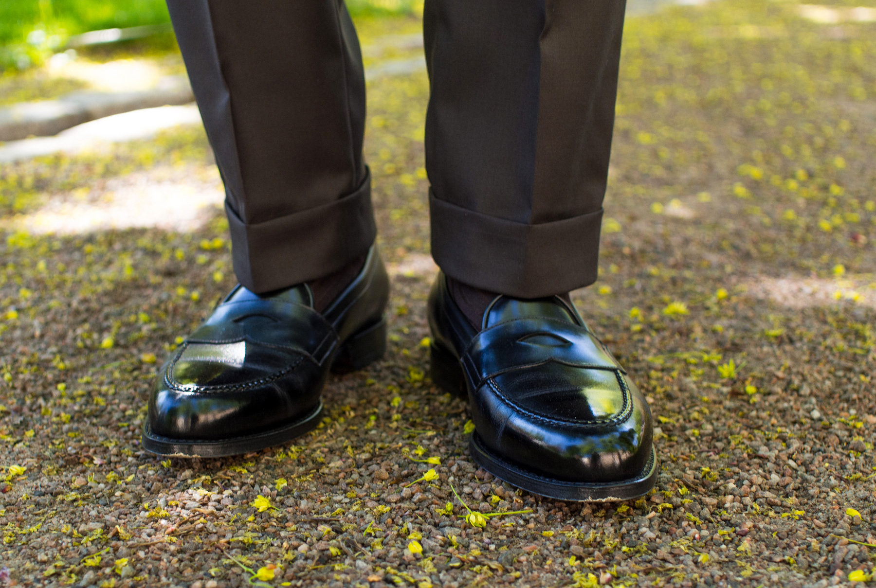 Shiny black shoes, black socks, cuffed black pants | Sheer clothing,  Fashion inspo, Style