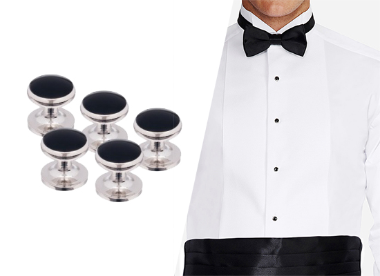 button studs on tuxedo shirt