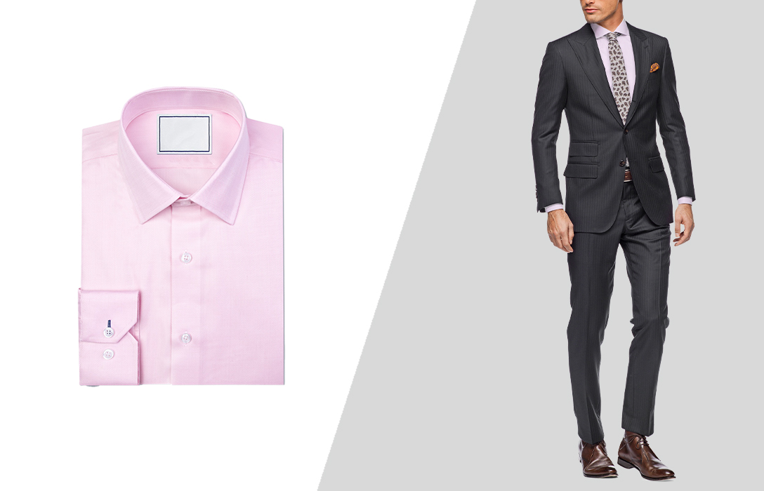 how to wear charcoal grey wool suit with pink dress shirt