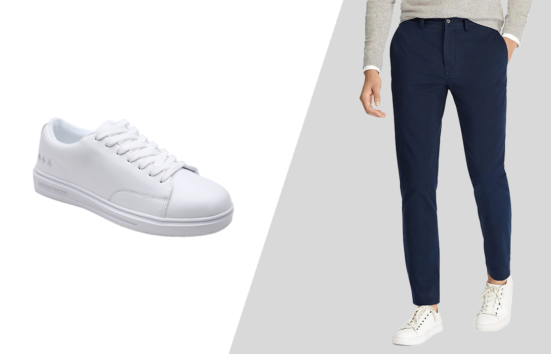 how to wear chino pants casually with sneakers