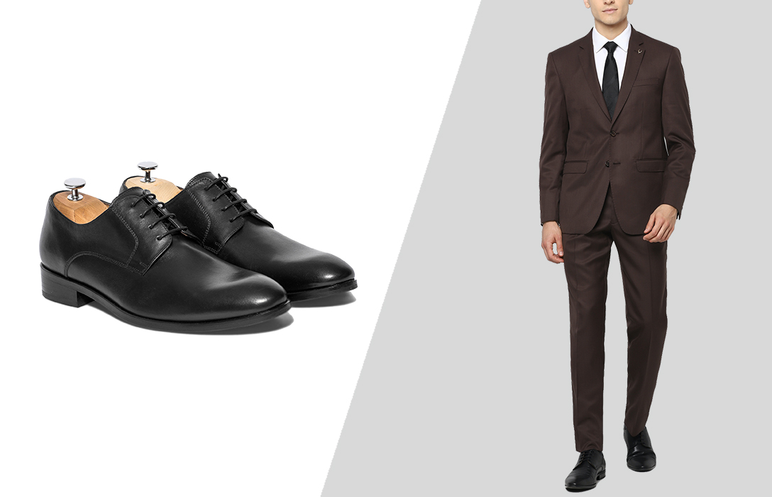 how to wear dark brown suit with black dress shoes