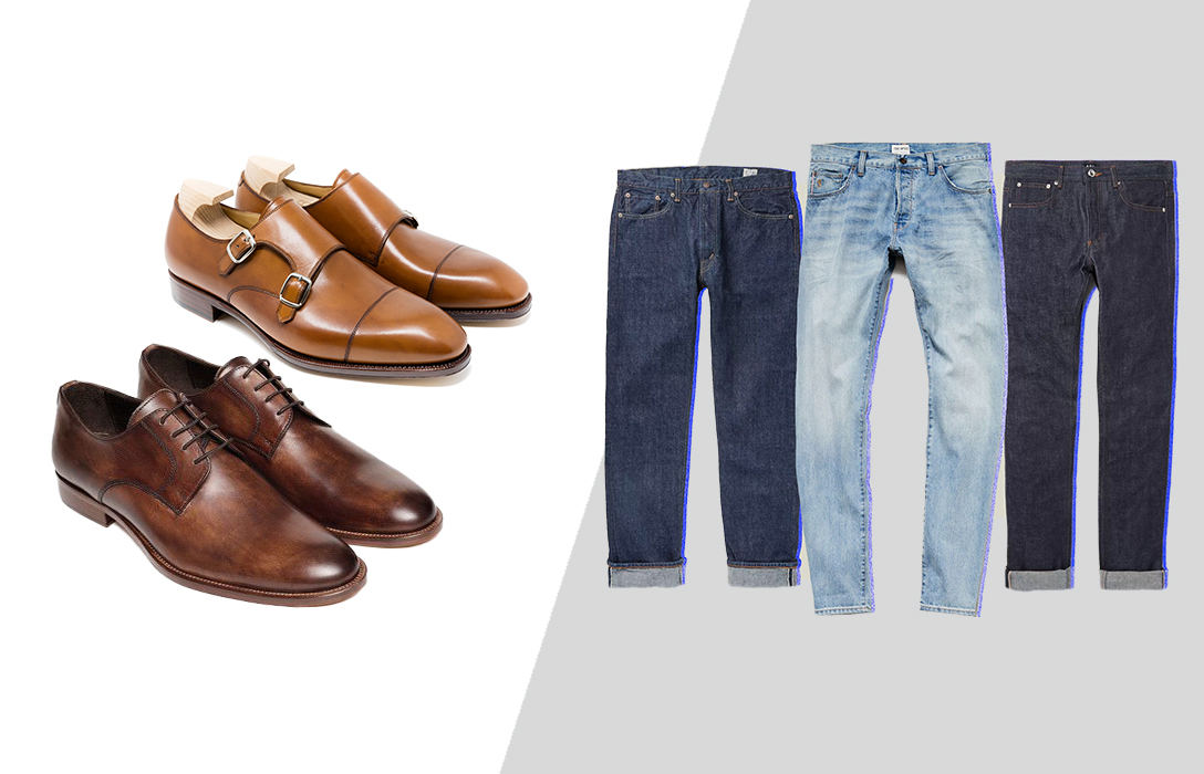 how to wear dress shoes with jeans