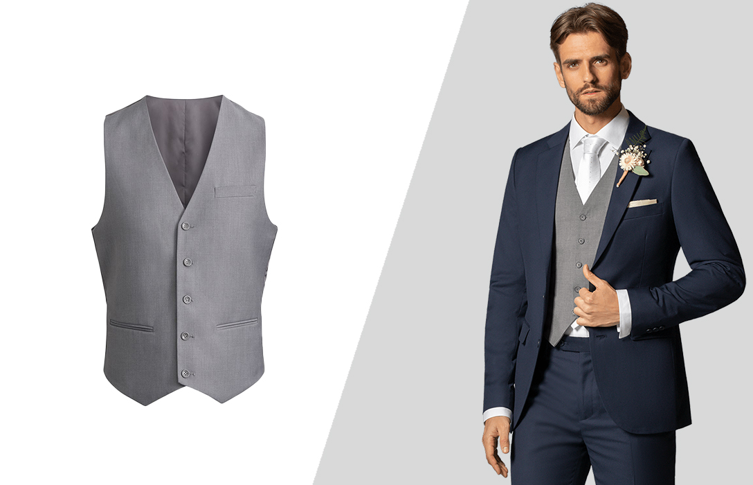 how to wear a grey vest with a navy suit