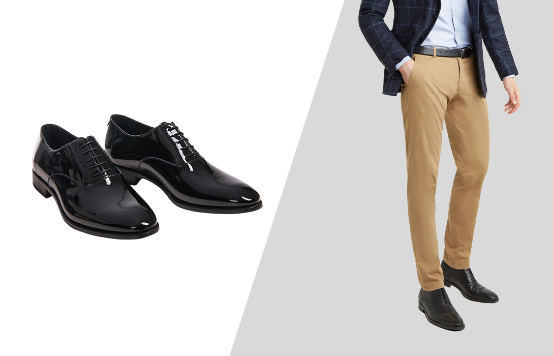 how to wear khaki trousers and black shoes