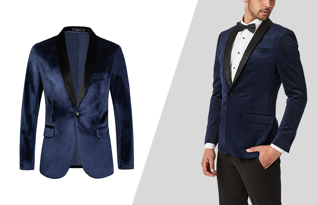 how to wear midnight blue velvet suit jacket formally