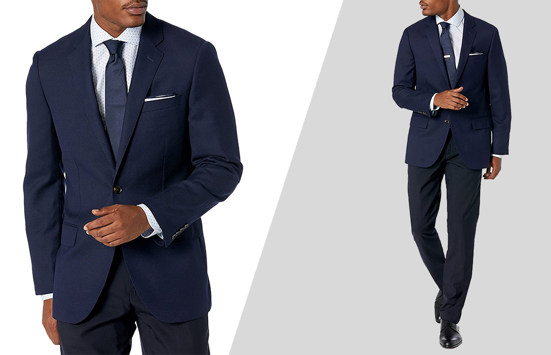 how to wear navy suit with patterned or striped dress shirt