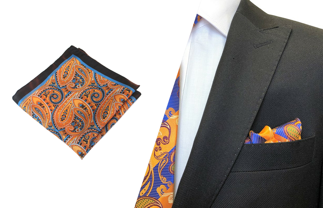 how to wear paisley pocket square and tie with suit