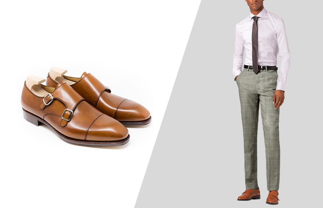 how to wear pink dress shirt with brown monk strap dress shoes