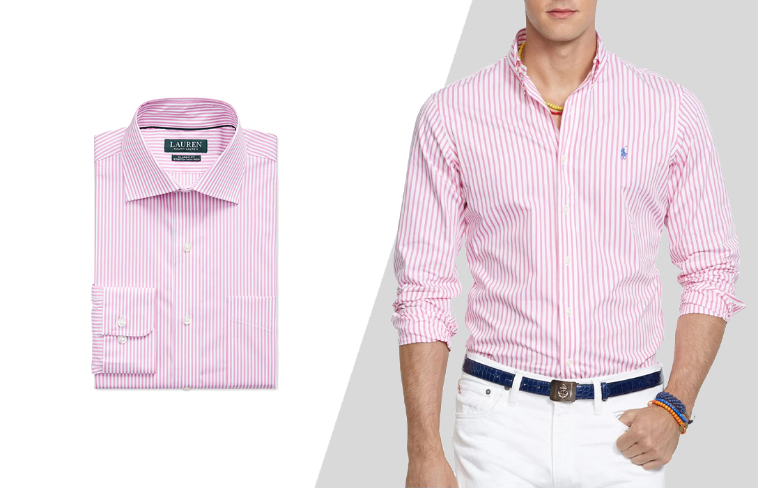 how to wear pink striped shirt casually