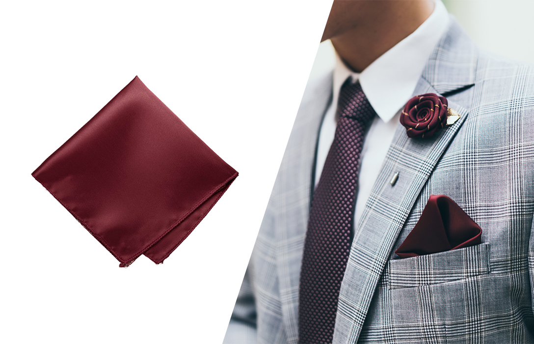 how to wear solid color (red) pocket square