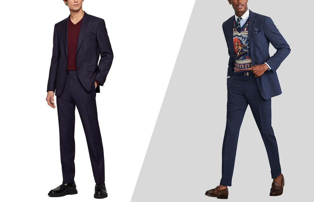 V neck sweater with suit clearance