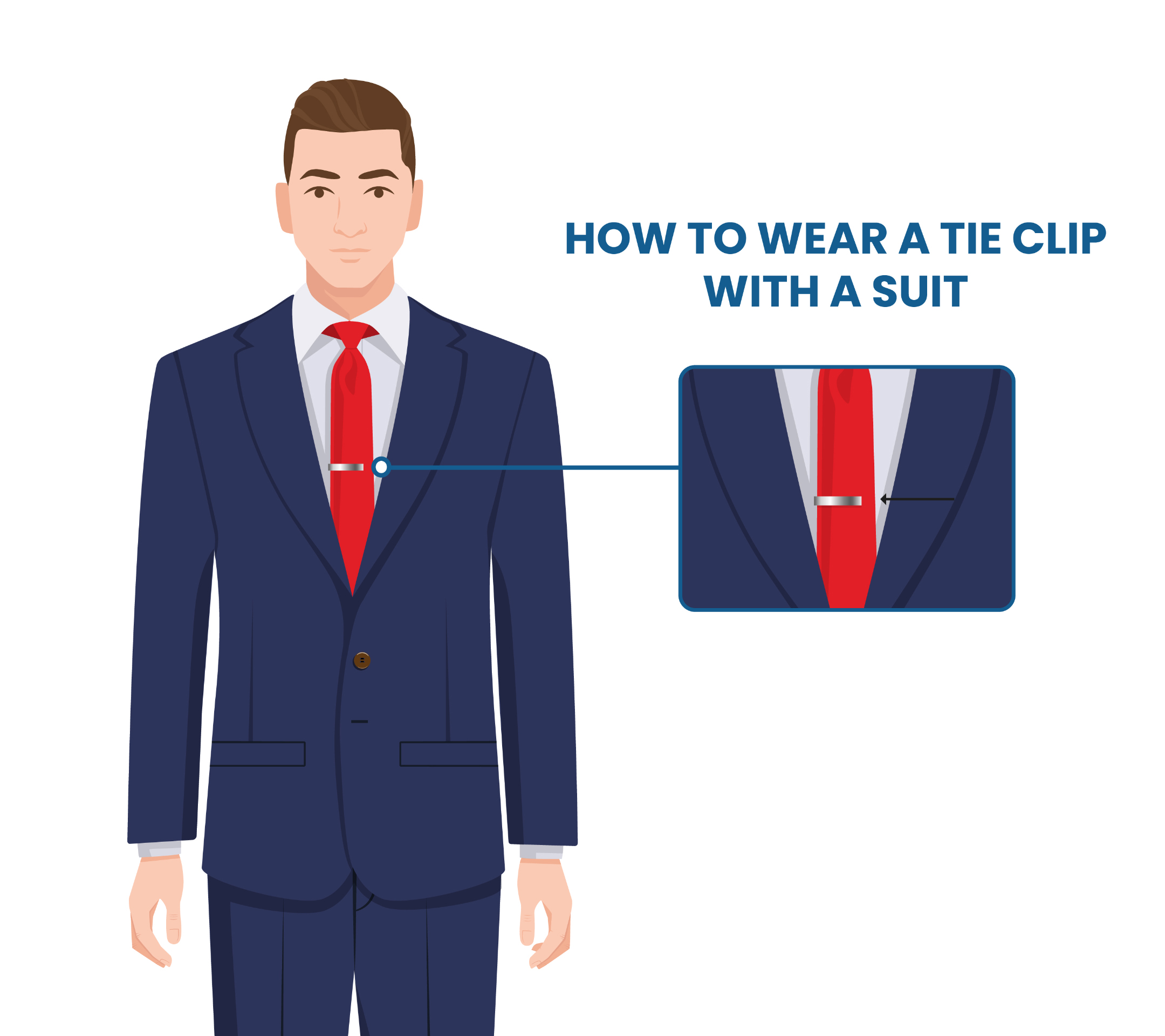 how to wear a tie clip with a suit