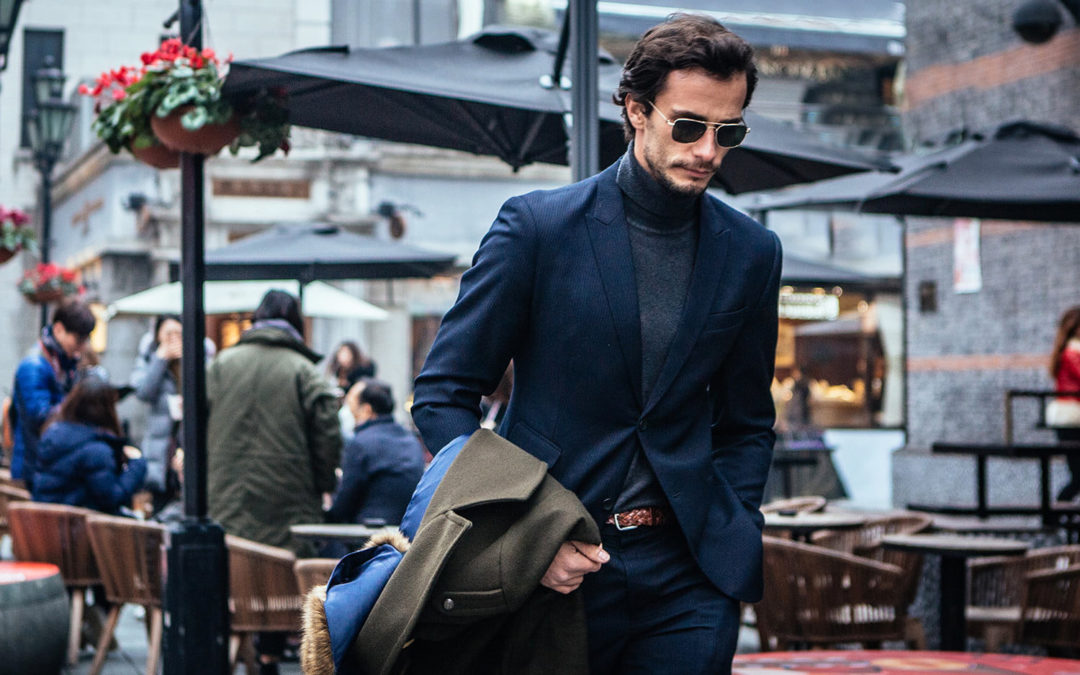 how to wear turtleneck with a suit