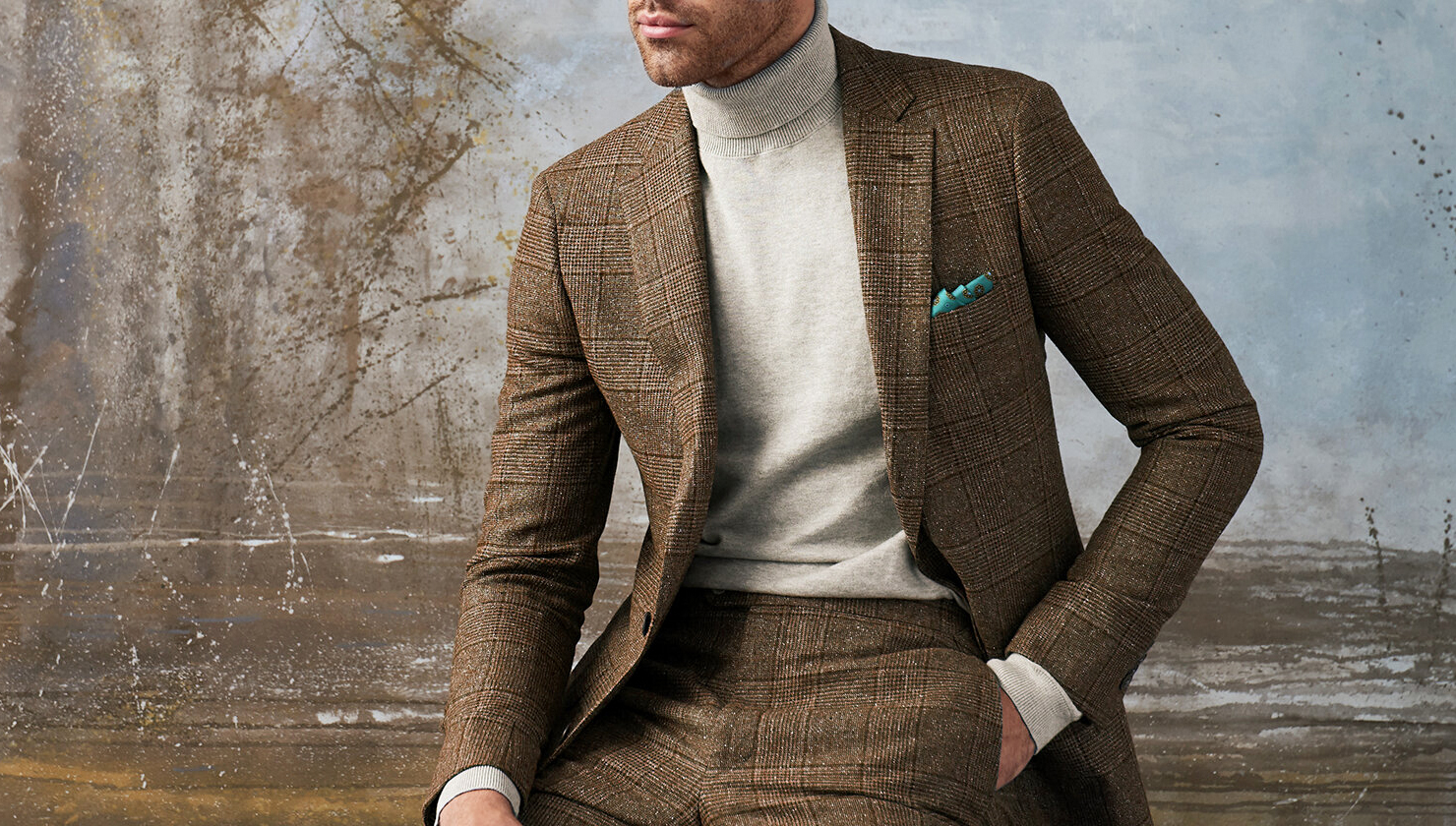 khaki tweed suit