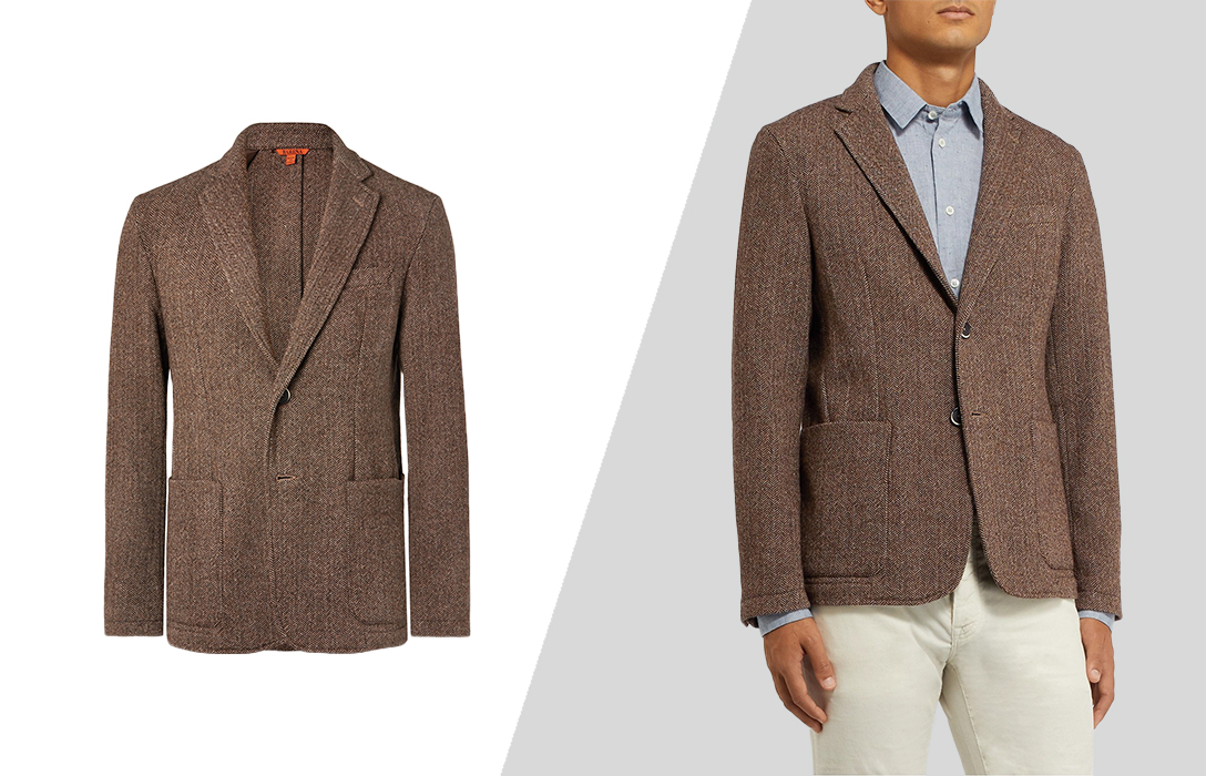 wear unstructured tweed blazer