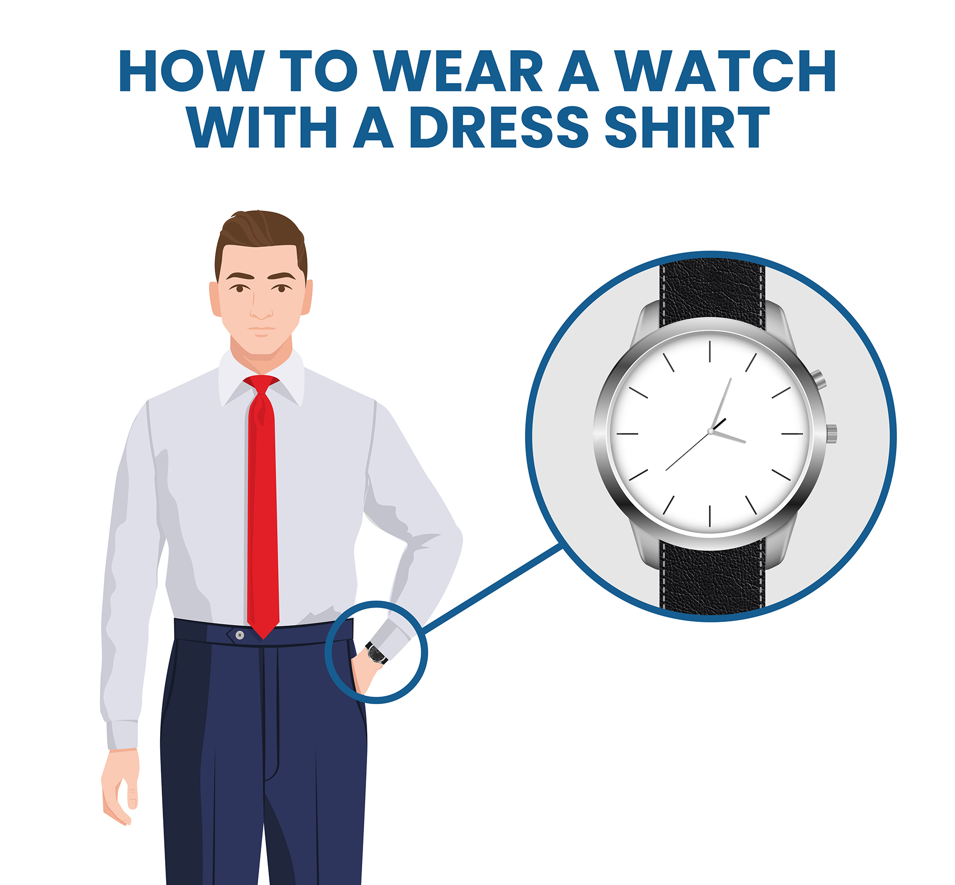 how to wear a watch with a dress shirt