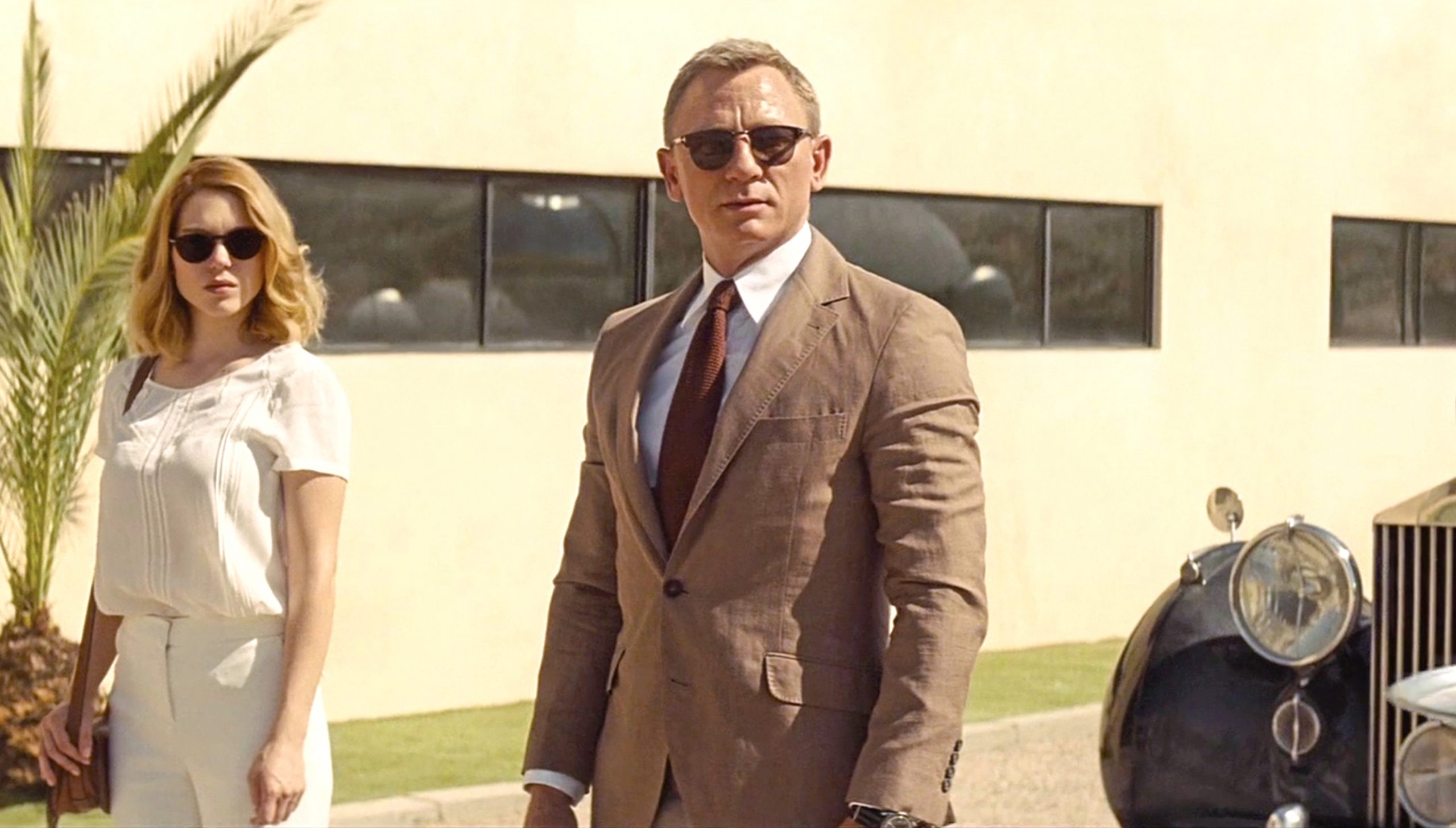 James Bond in a light-brown suit