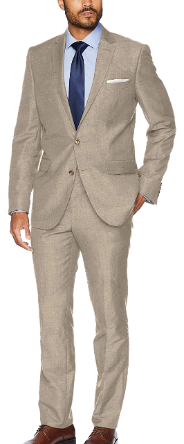 Stretch tan slim-fit suit by Kenneth Cole