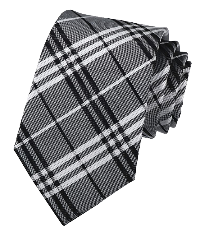 Black, white & grey striped tie by Kihatwin