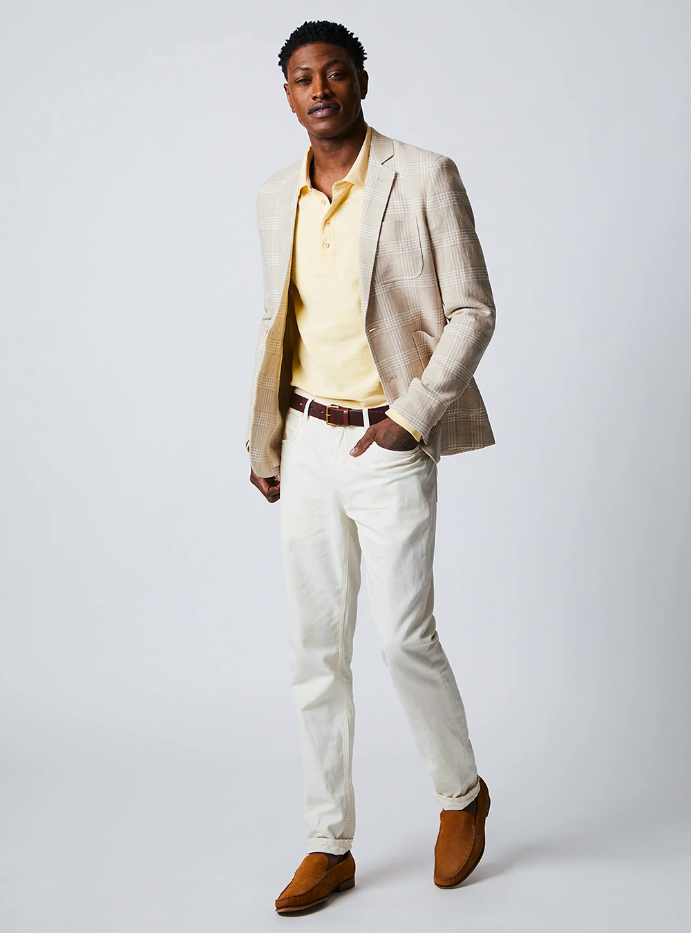 white chinos with cuffs for casual wear