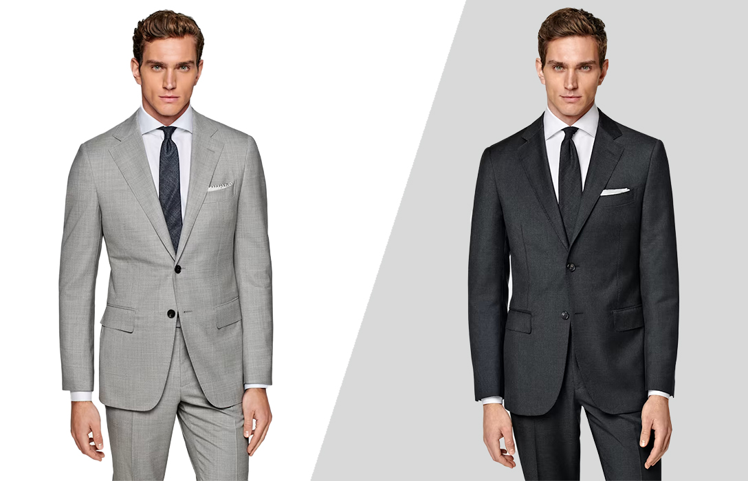 light grey vs. charcoal grey suit difference