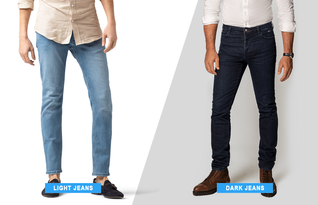 light jeans vs. dark jeans formality difference