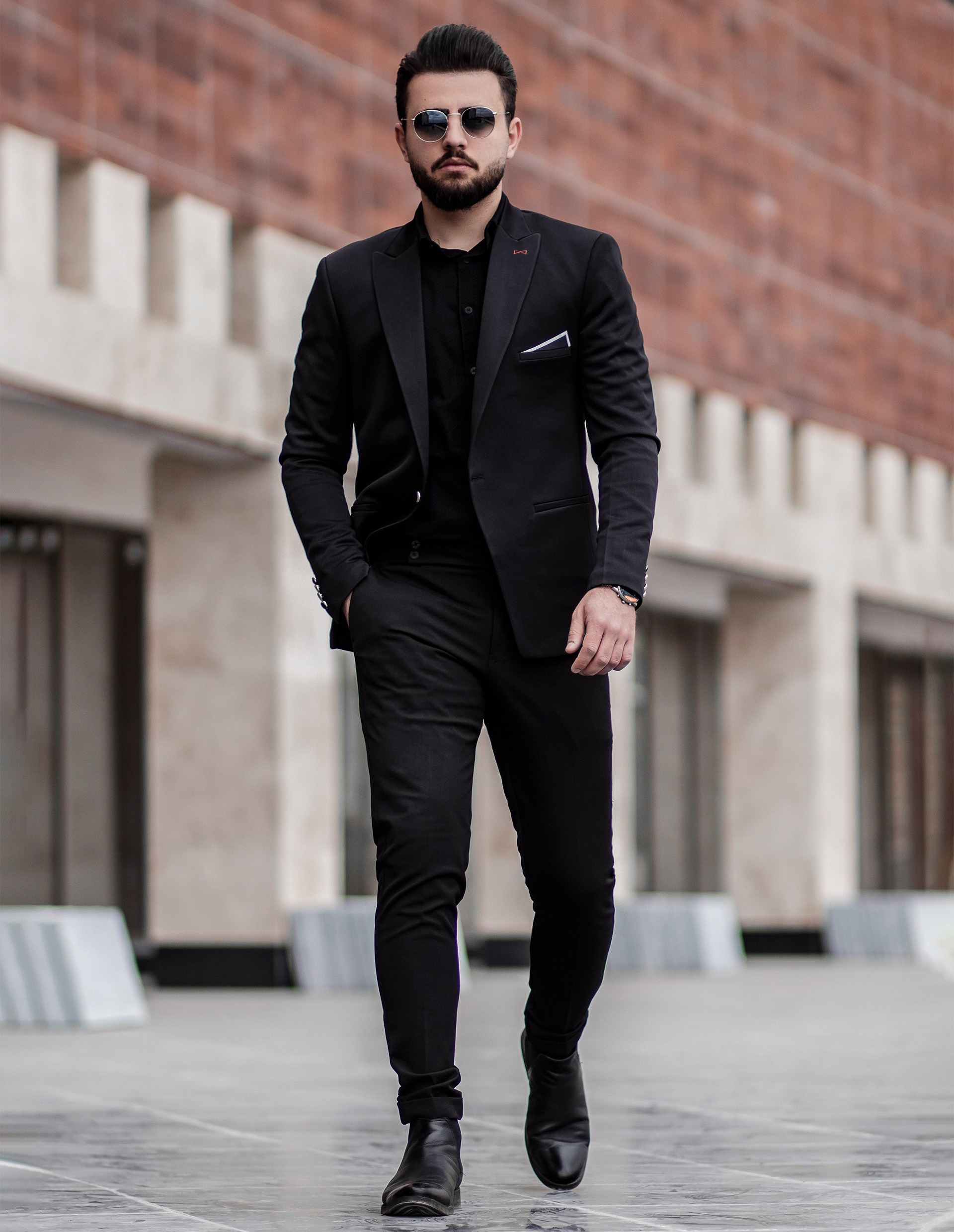 matching the pocket square with a black dress shirt