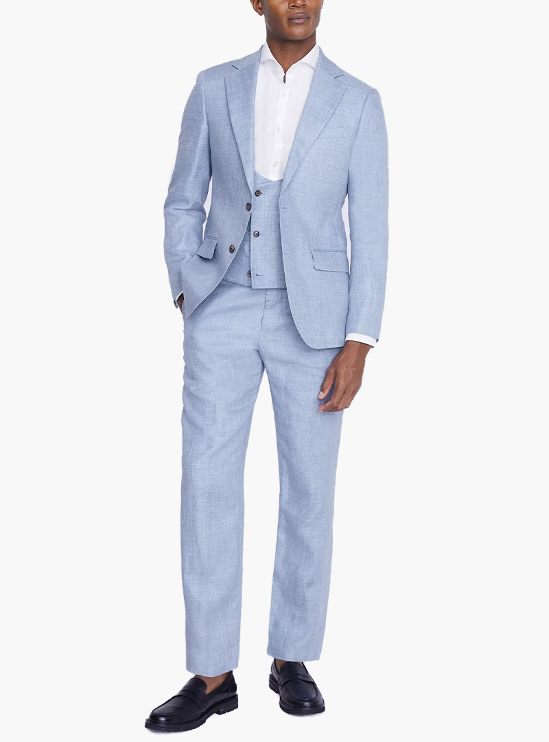 Moss linen light blue suit
