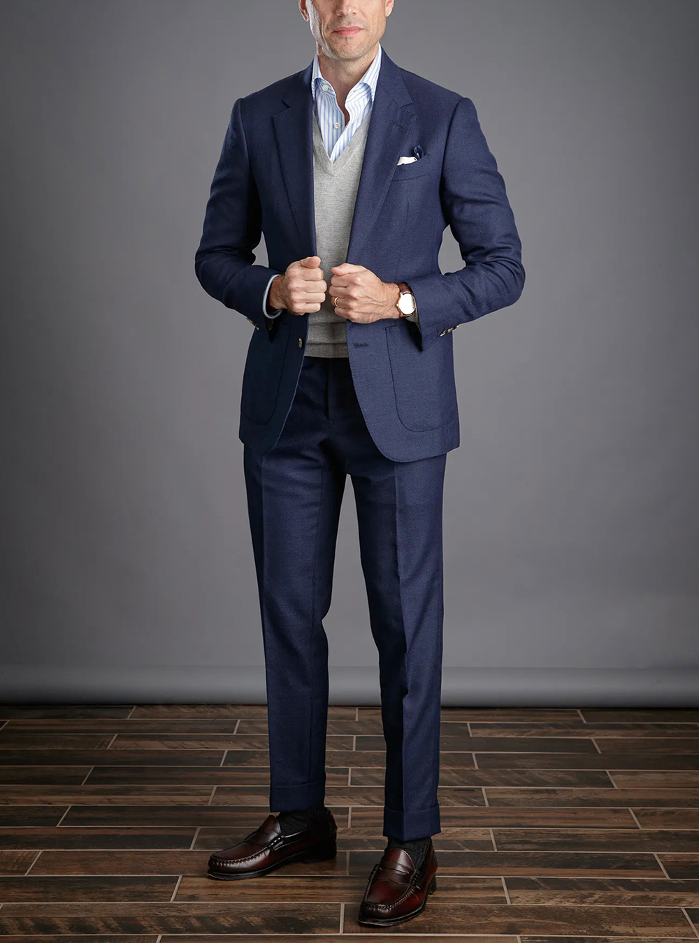 V neck sweater with suit sale