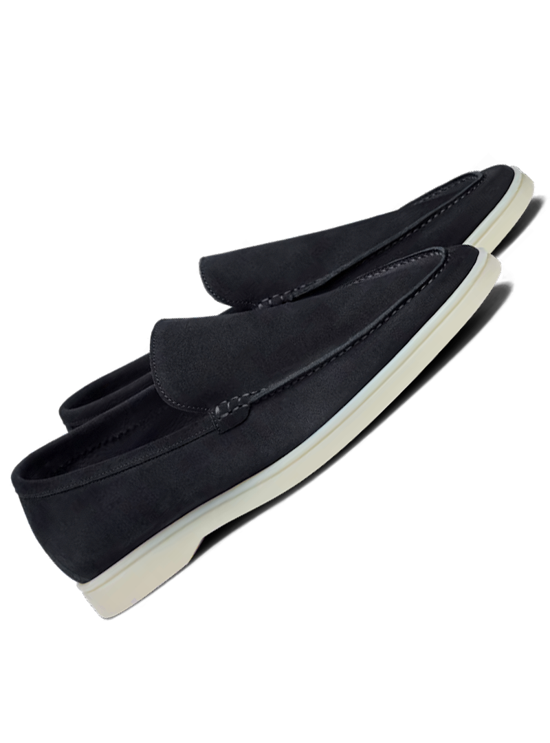 navy suede slip-on loafers