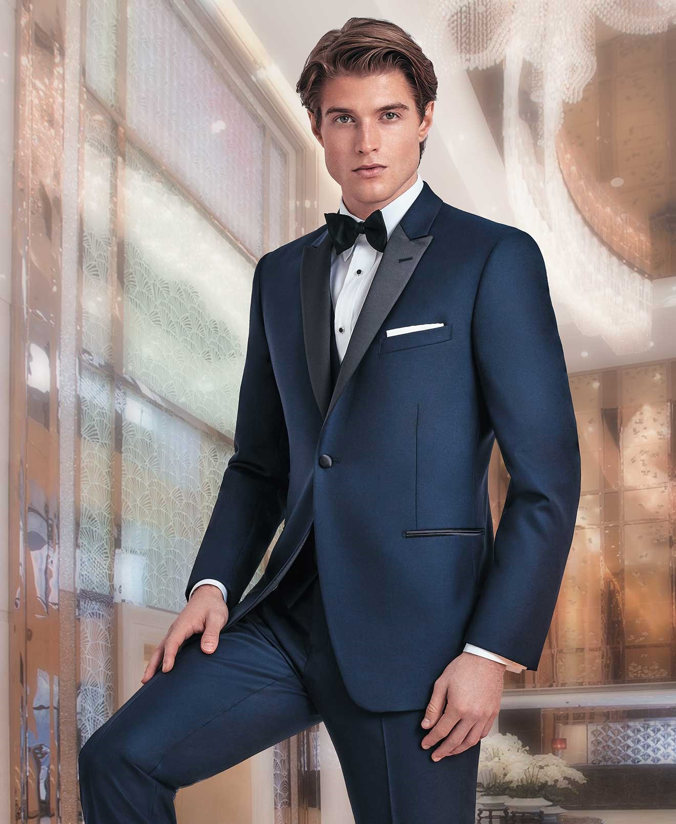 how to wear navy tuxedo