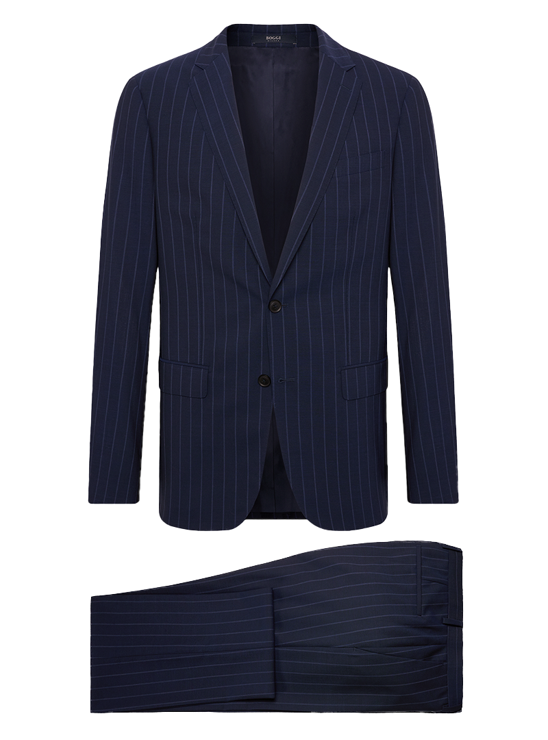 navy pinstripe suit