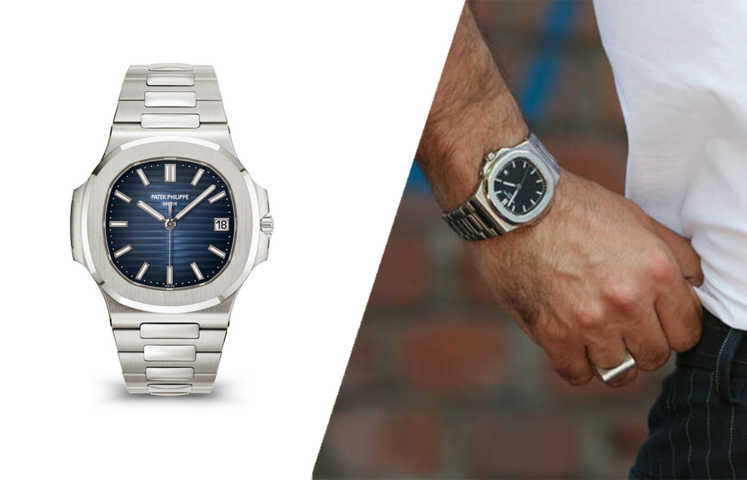 Patek Philippe Nautilus watch with a smart-casual outfit