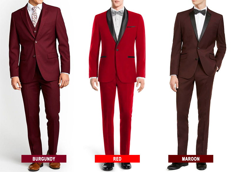 red vs. burgundy vs. maroon suit
