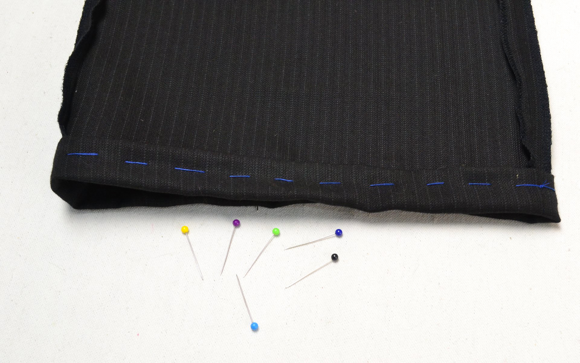 remove the straight pins when you finish sewing