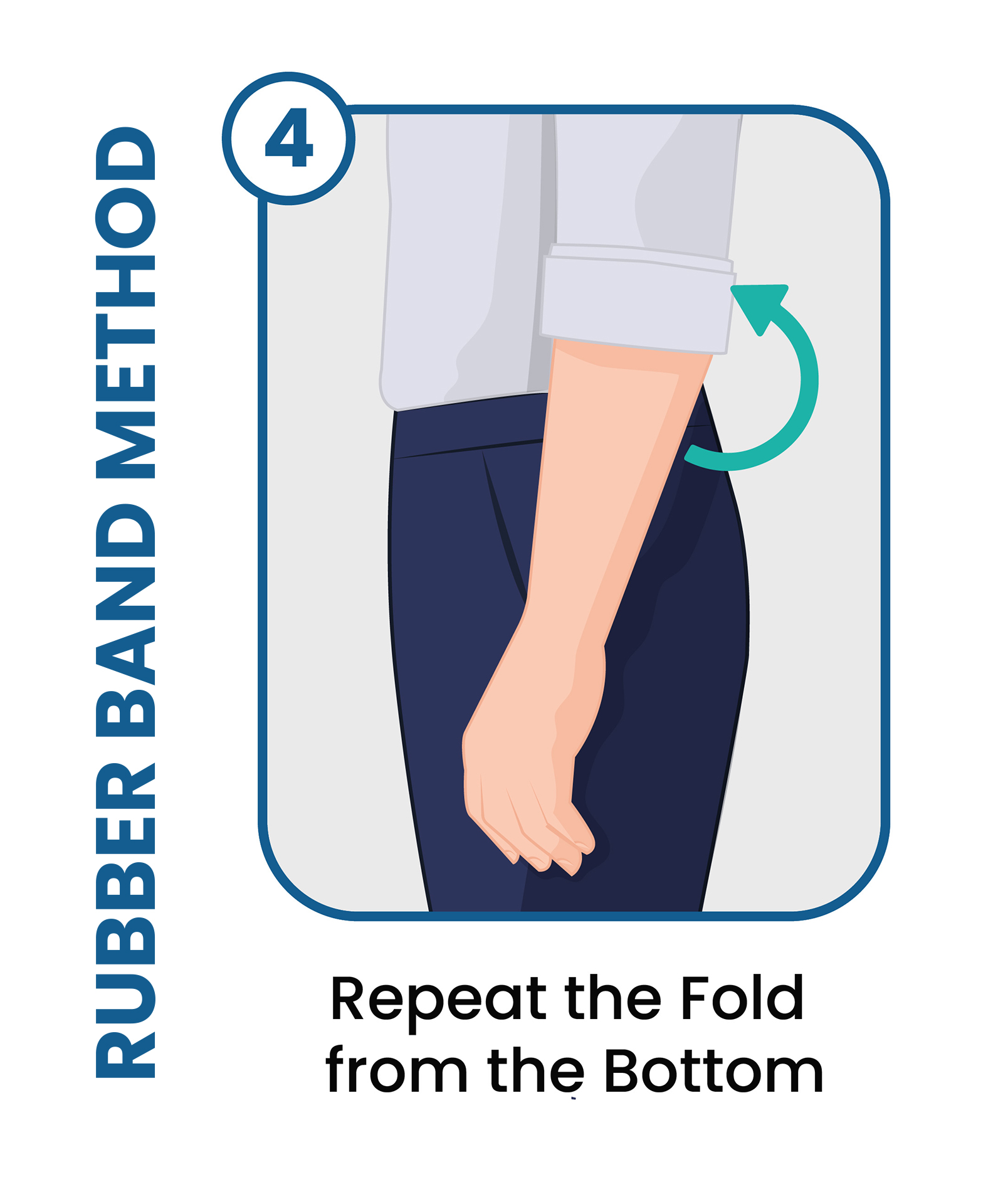 rubber band method: step 4 is to repeat folding from the bottom