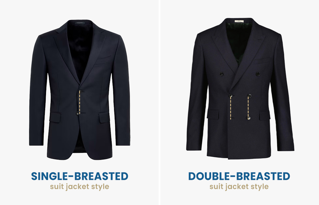 single-breasted vs. double-breasted suit jacket style