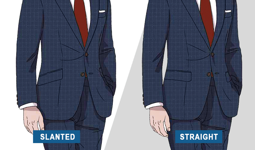 slanted vs. straight suit pockets