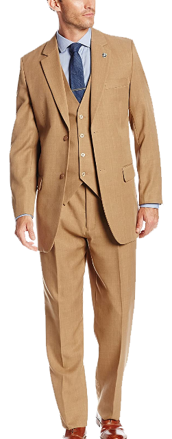 Classic-fit three-piece tan suit by Stacy Adams