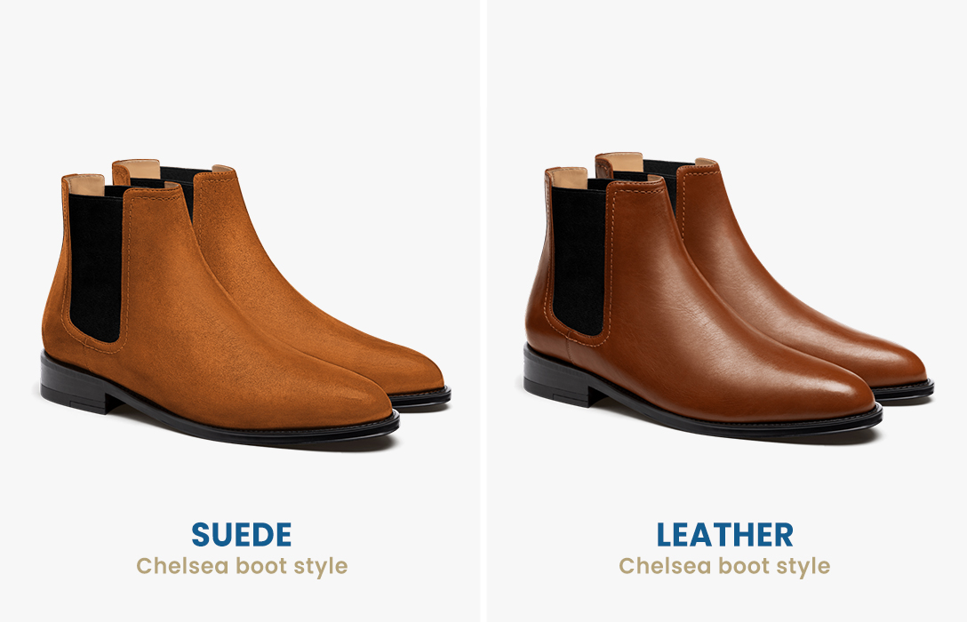 suede vs. leather Chelsea boots for men